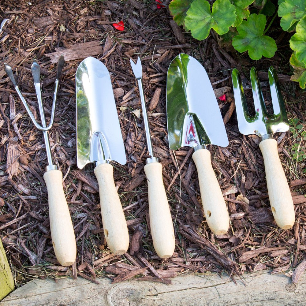 Folding Garden Stool with Tool Bag and 5 Garden Tools